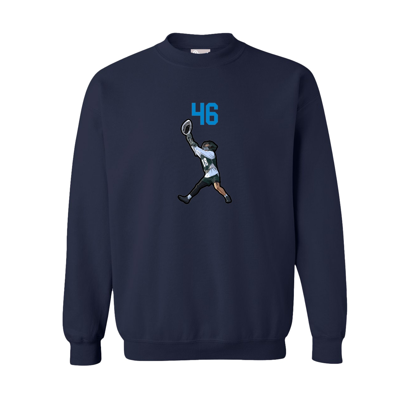 Fleece Crew — Number Top in Navy