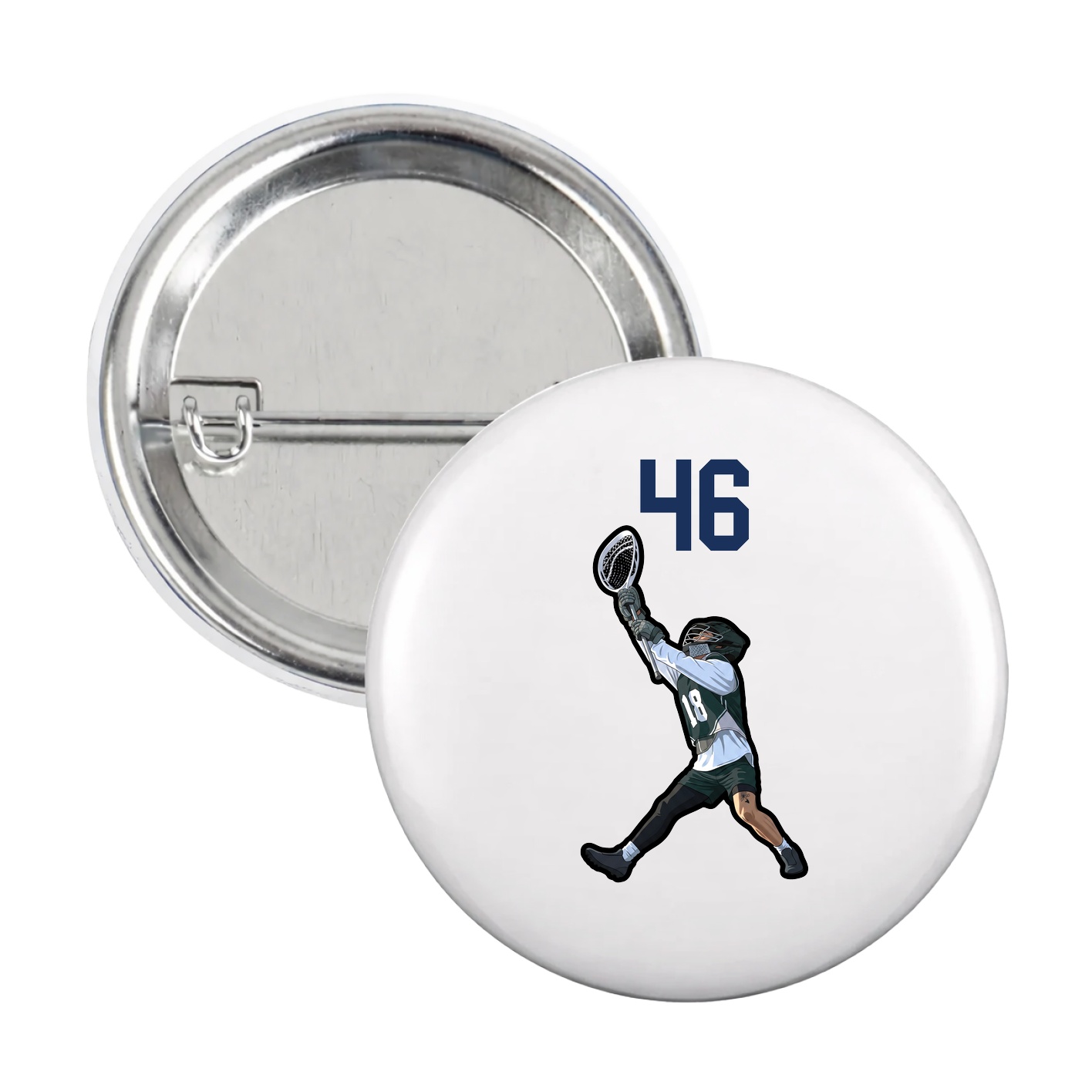 Game Day Button — Number Top in White