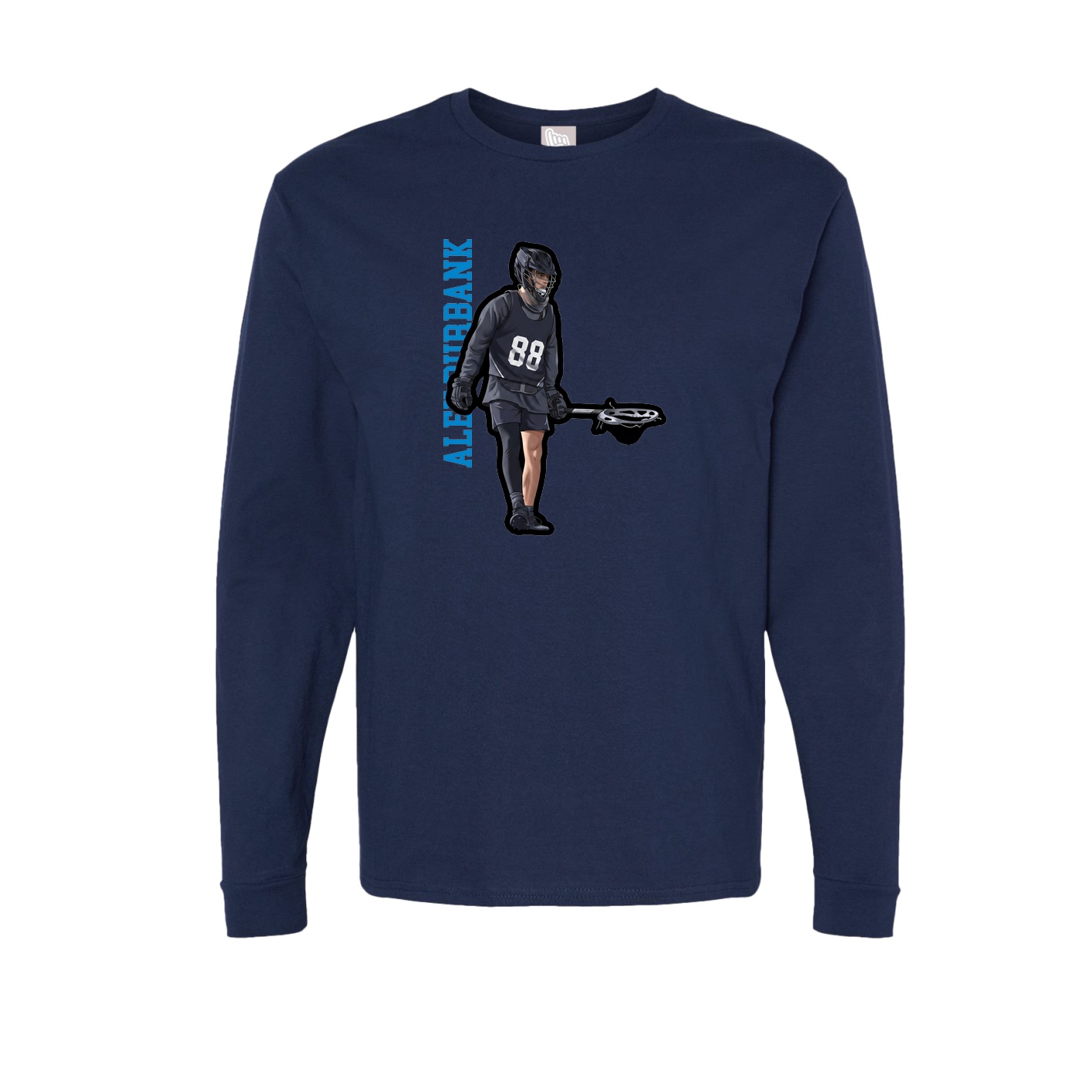 Long Sleeve Tee — Name Vertical in Navy