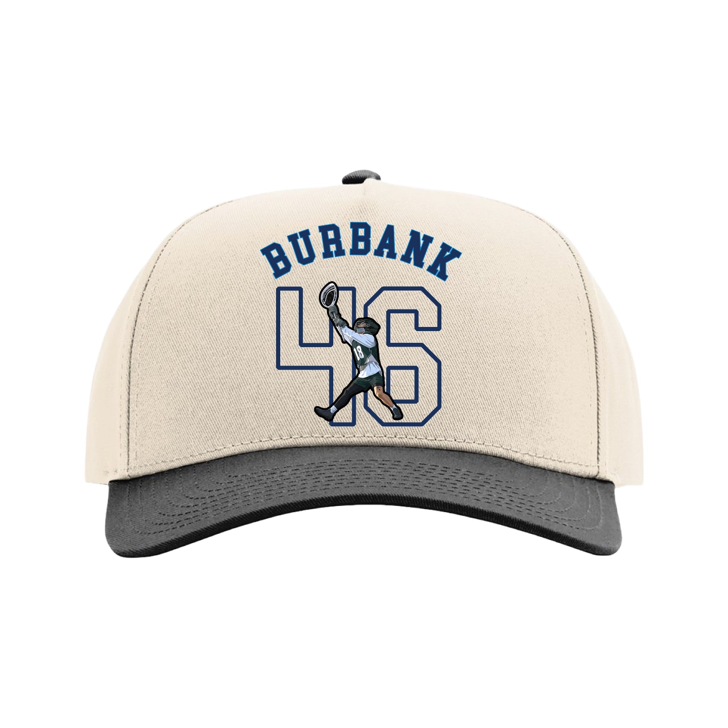 Full Fabric Five-Panel Champ Cap — Shirsey Arch in Cream/Black