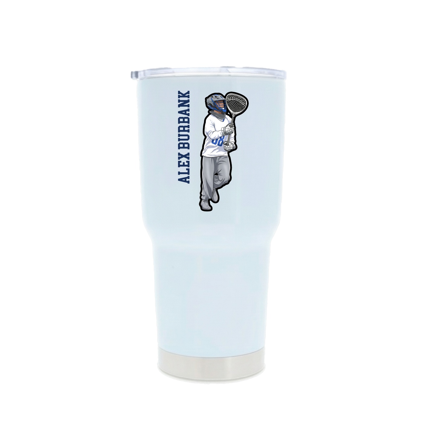 30oz Stainless Steel Tumbler — Name Vertical in White