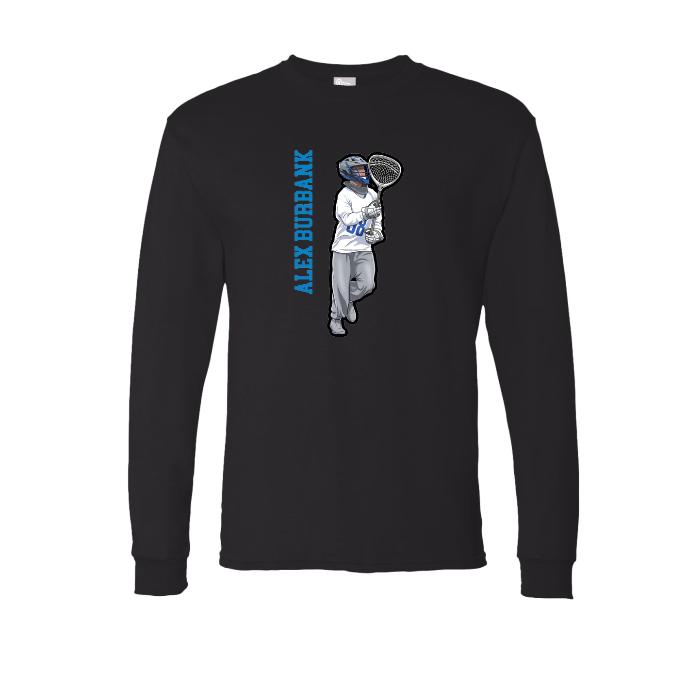 Long Sleeve Tee — Name Vertical in Black