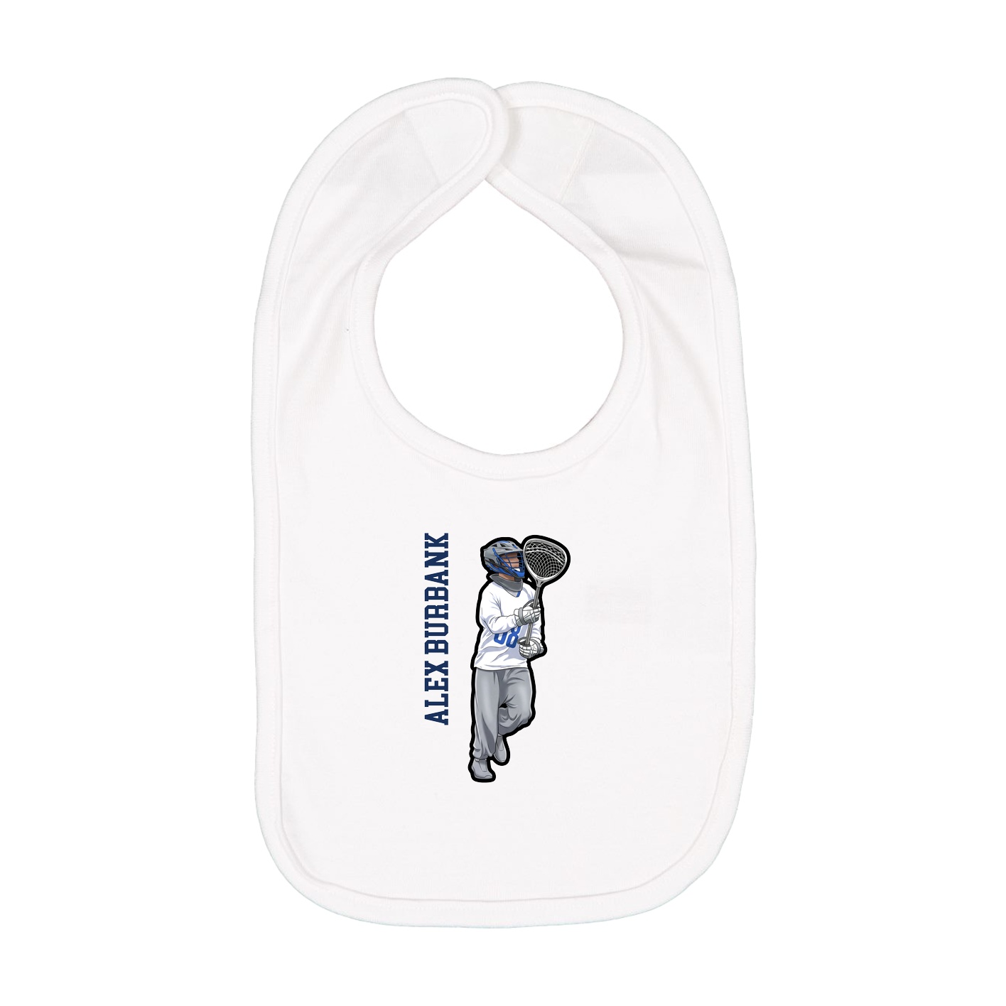 Infant Bib — Name Vertical in White