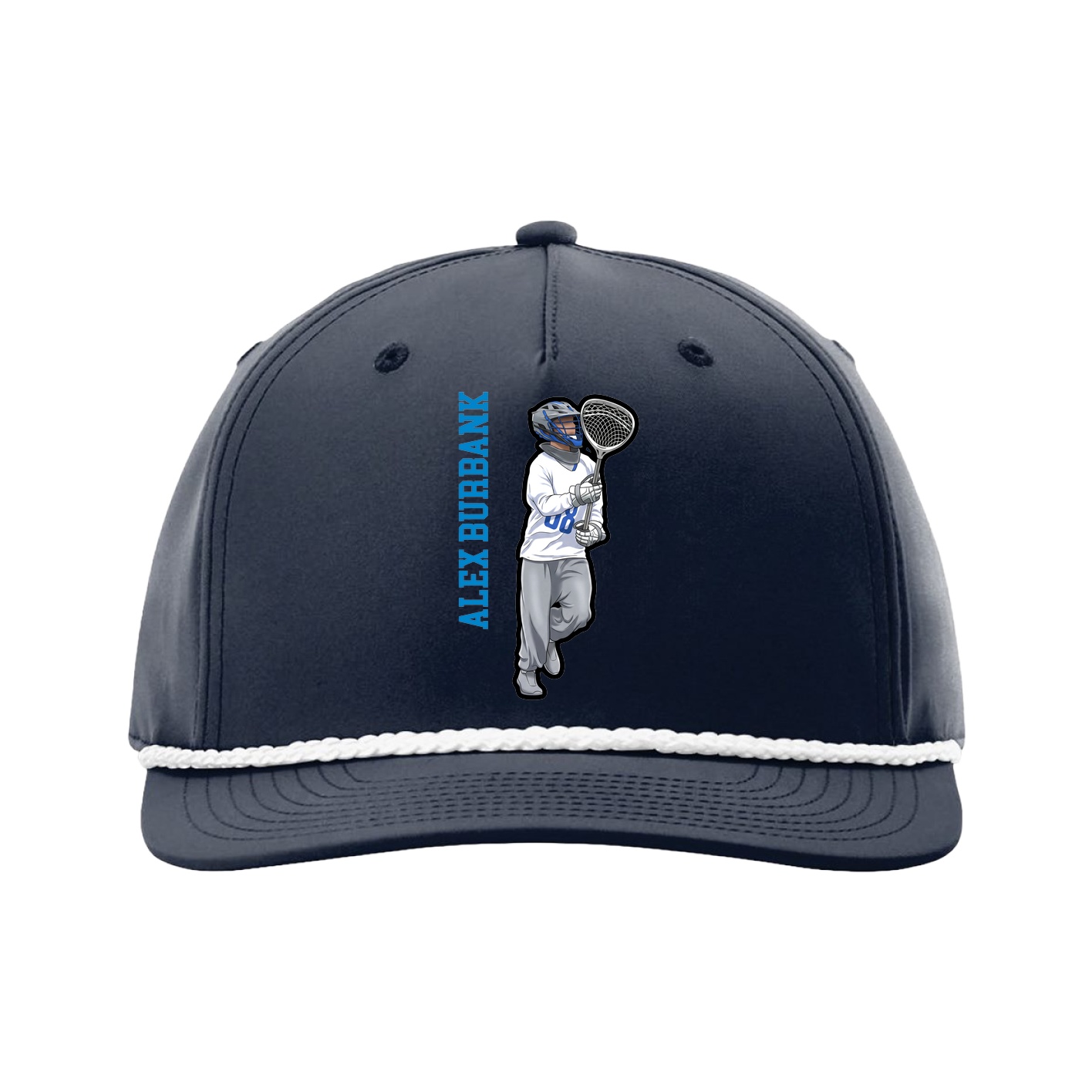 Five-Panel Classic Rope Cap — Name Vertical in Navy