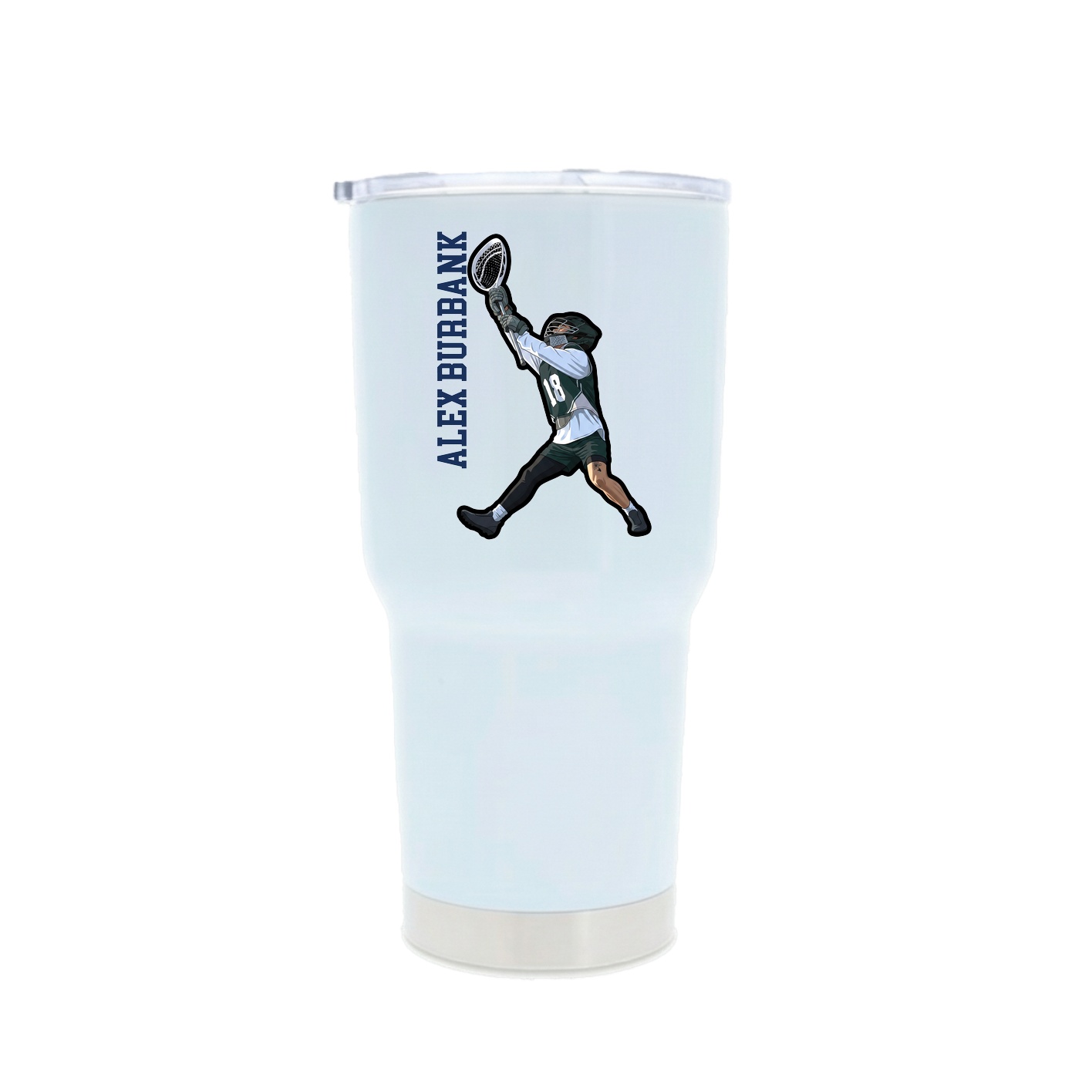 30oz Stainless Steel Tumbler — Name Vertical in White