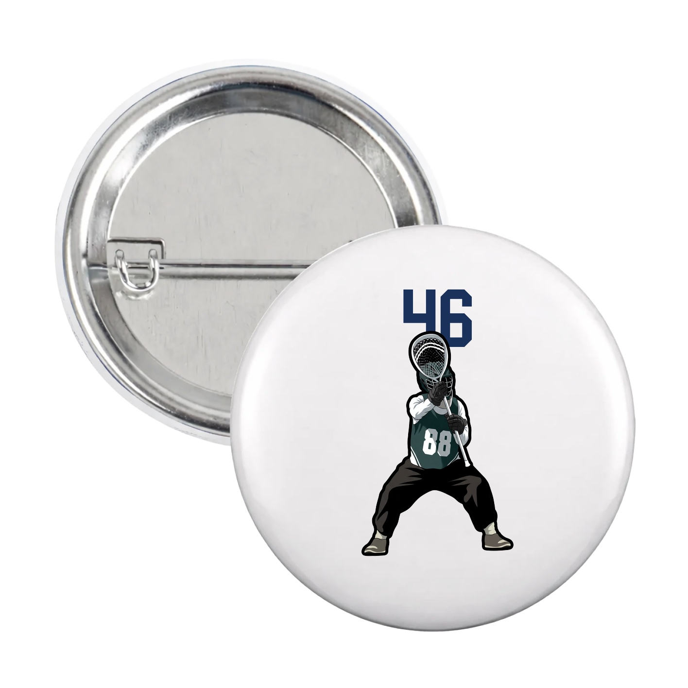 Game Day Button — Number Top in White