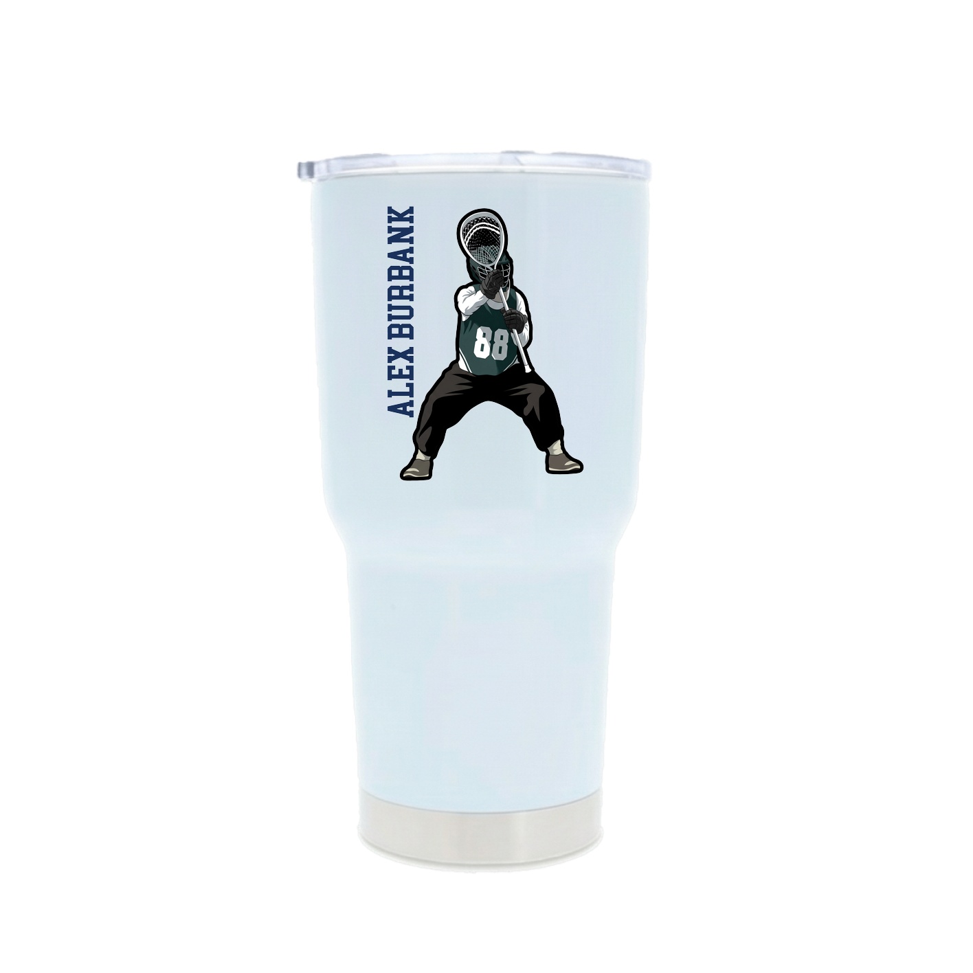 30oz Stainless Steel Tumbler — Name Vertical in White