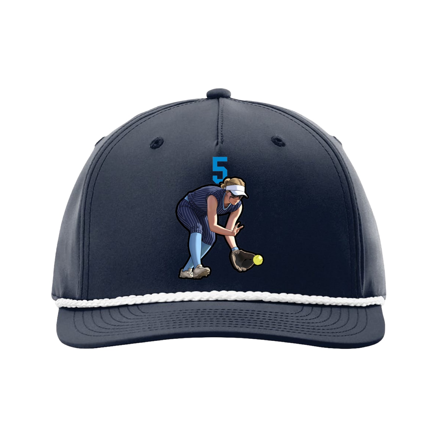 Five-Panel Classic Rope Cap — Number Top in Navy