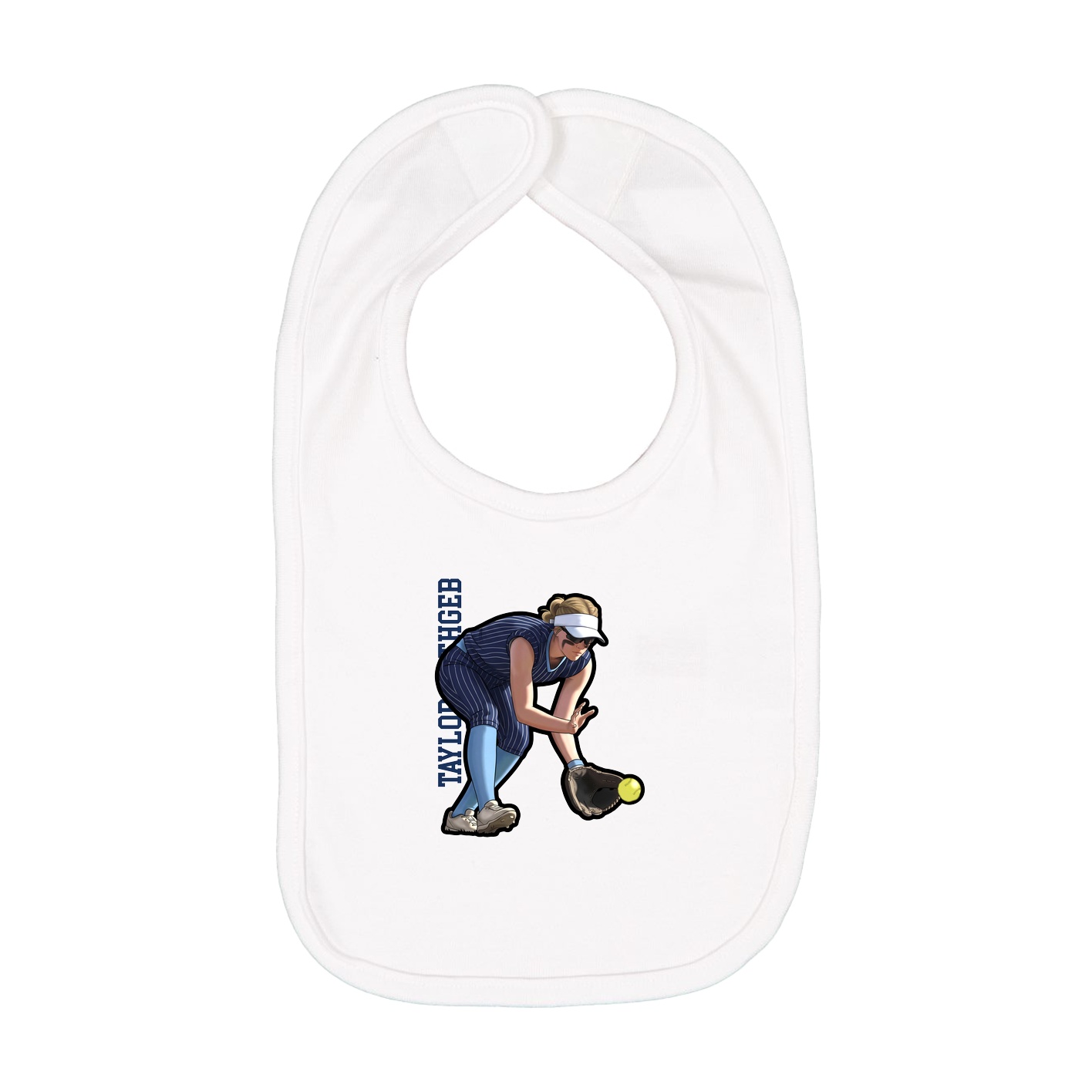Infant Bib — Name Vertical in White