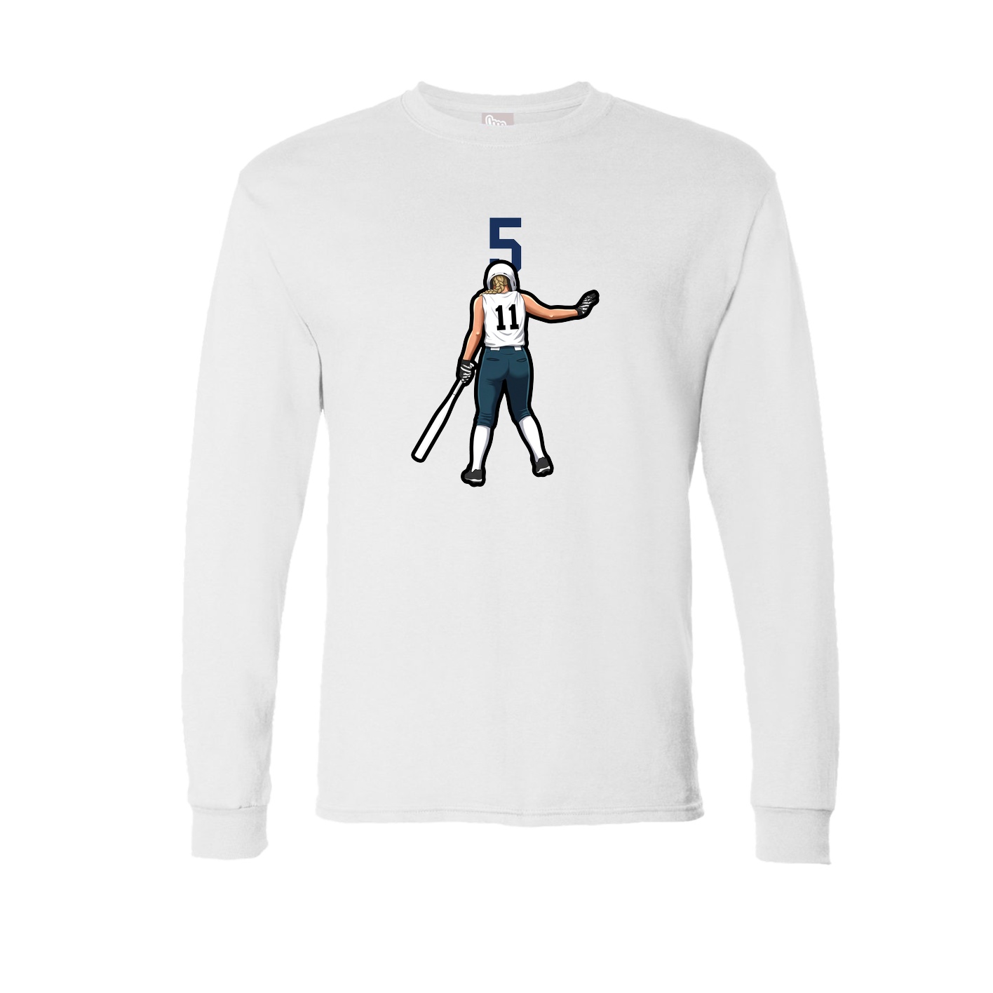 Long Sleeve Tee — Number Top in White