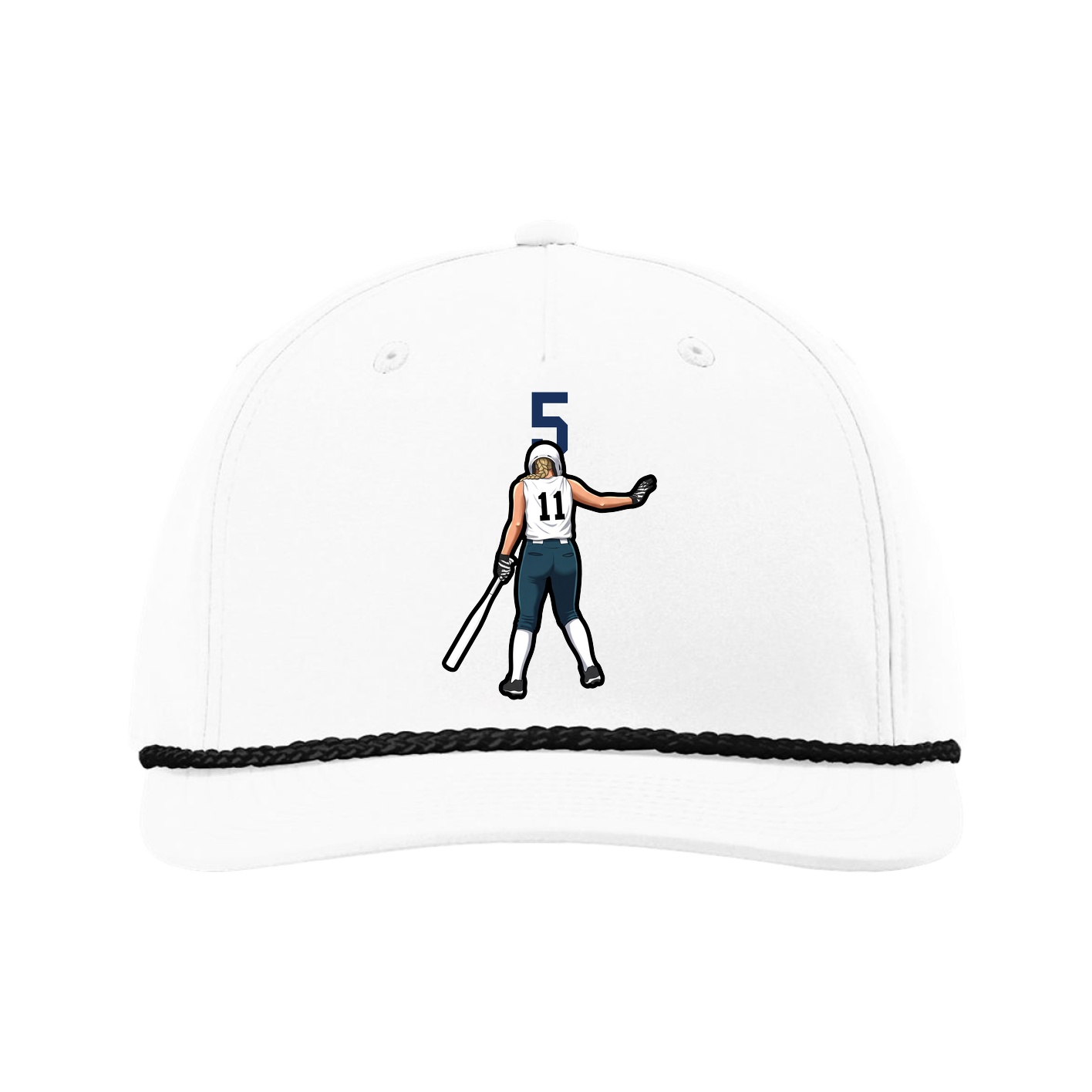 Five-Panel Classic Rope Cap — Number Top in White
