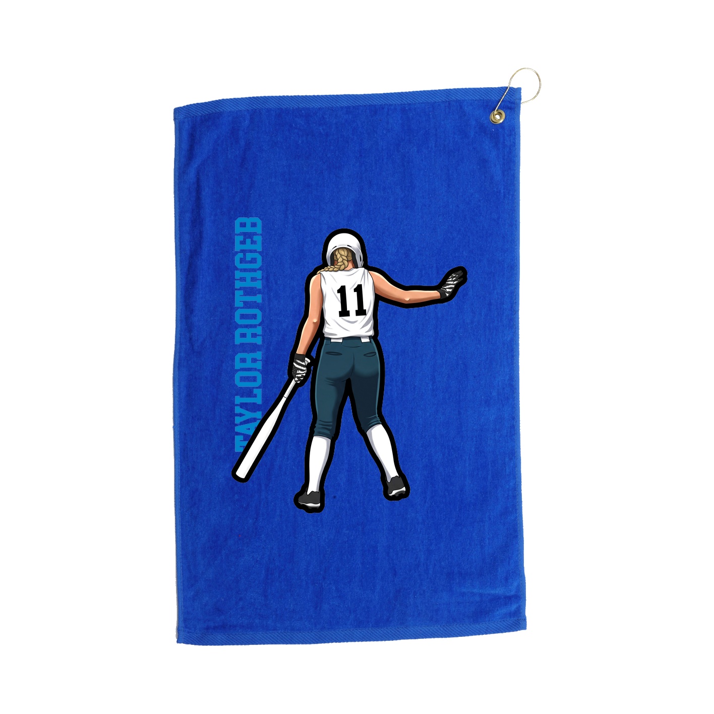 Golf Towel — Name Vertical in Royal