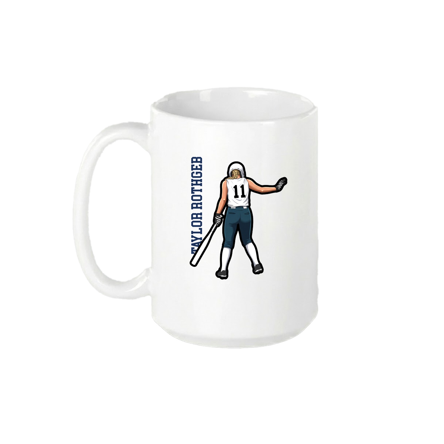 15oz Coffee Mug — Name Vertical in White