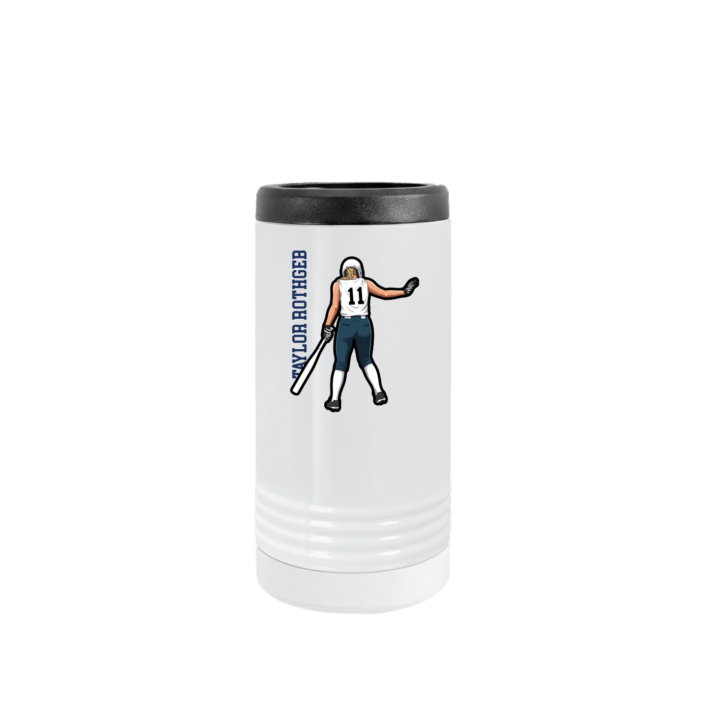 Slim Beverage Holder — Name Vertical in White