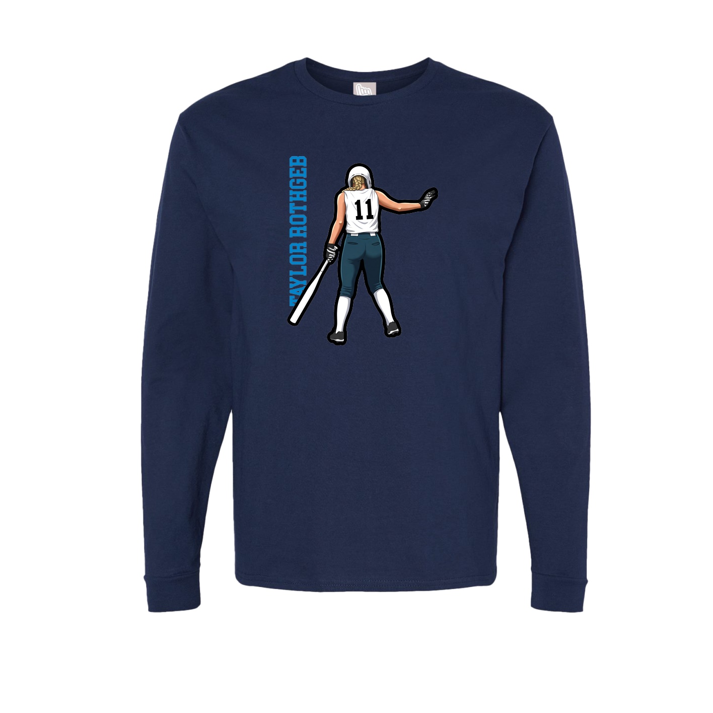 Long Sleeve Tee — Name Vertical in Navy