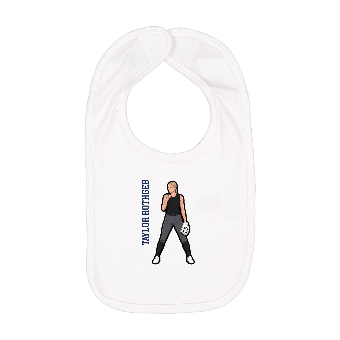 Infant Bib — Name Vertical in White