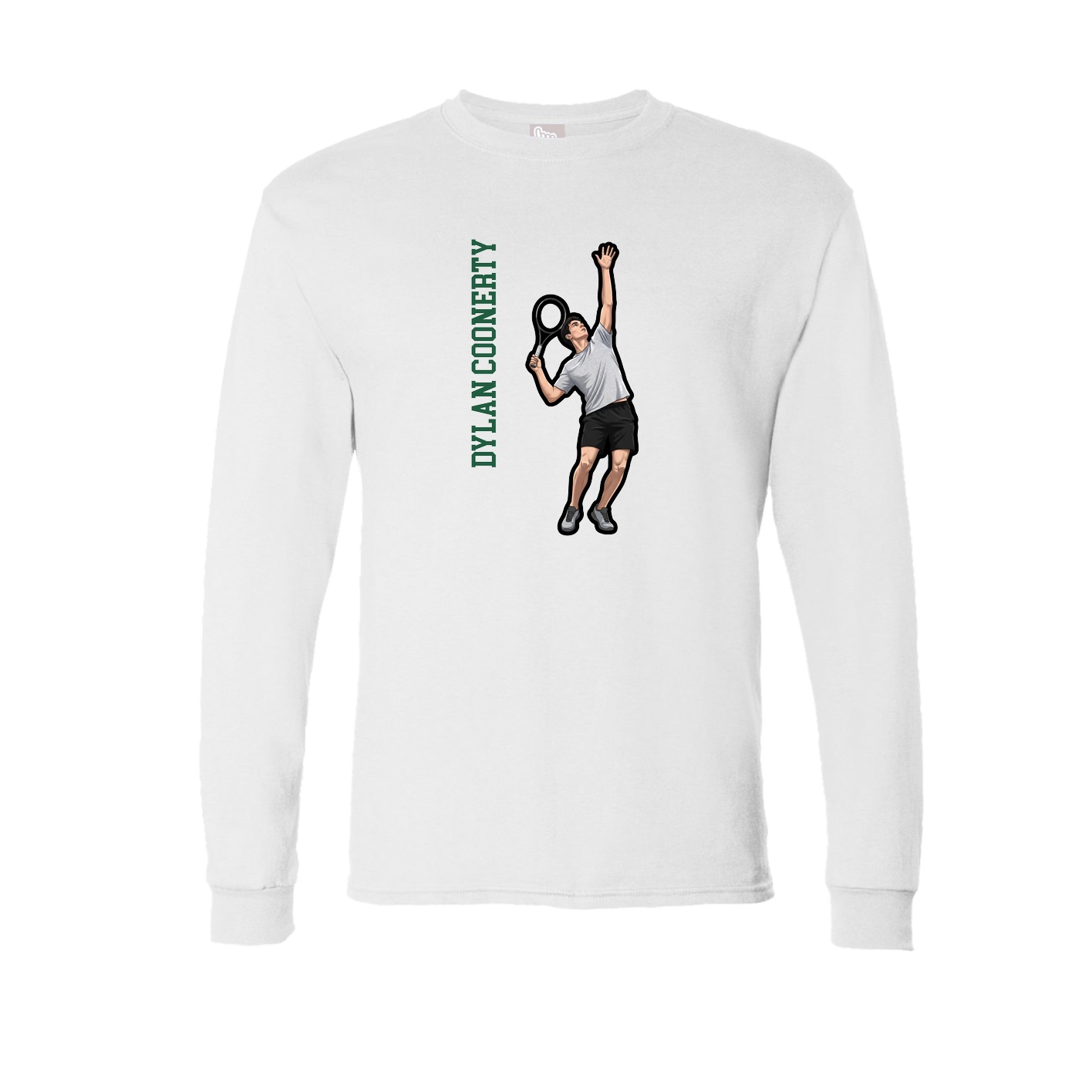 Long Sleeve Tee — Name Vertical in White