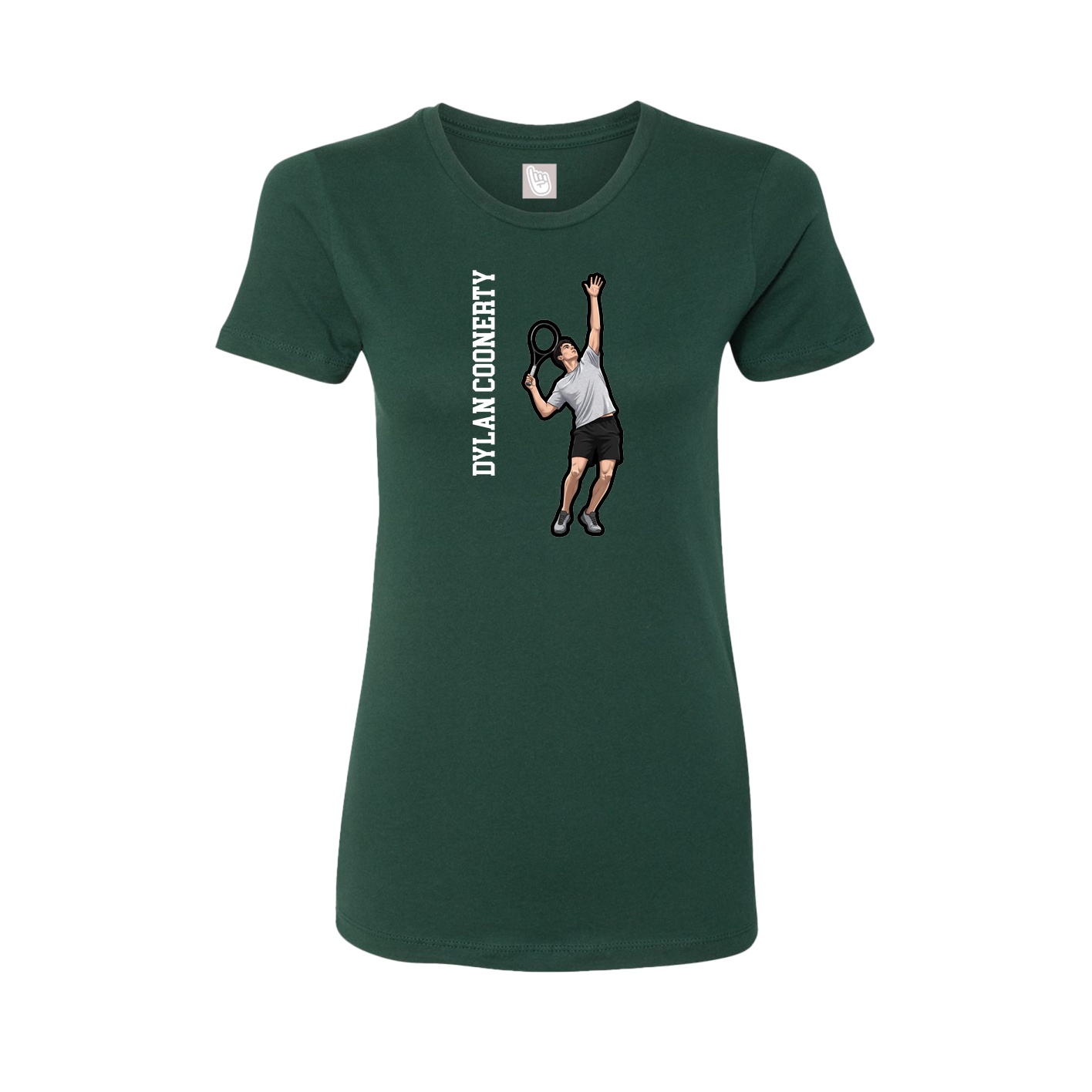 Fitted Women's Tee — Name Vertical in Green