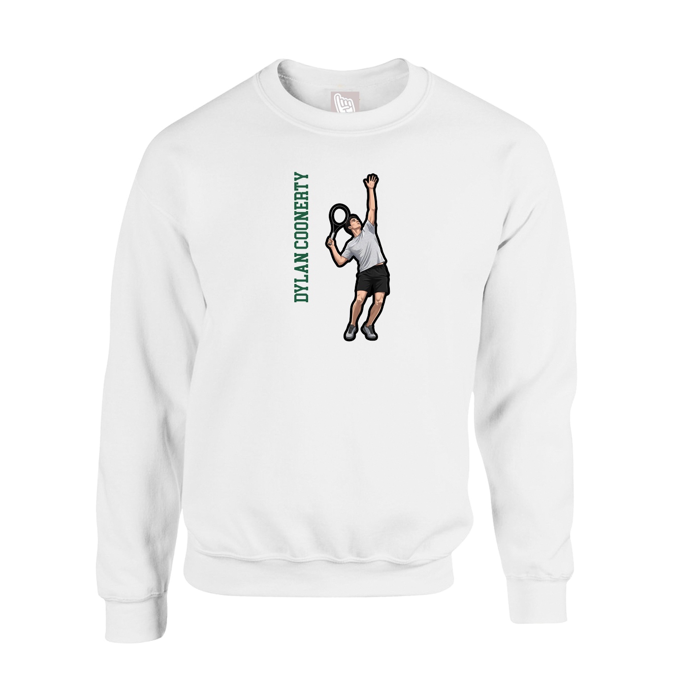 Fleece Crew — Name Vertical in White