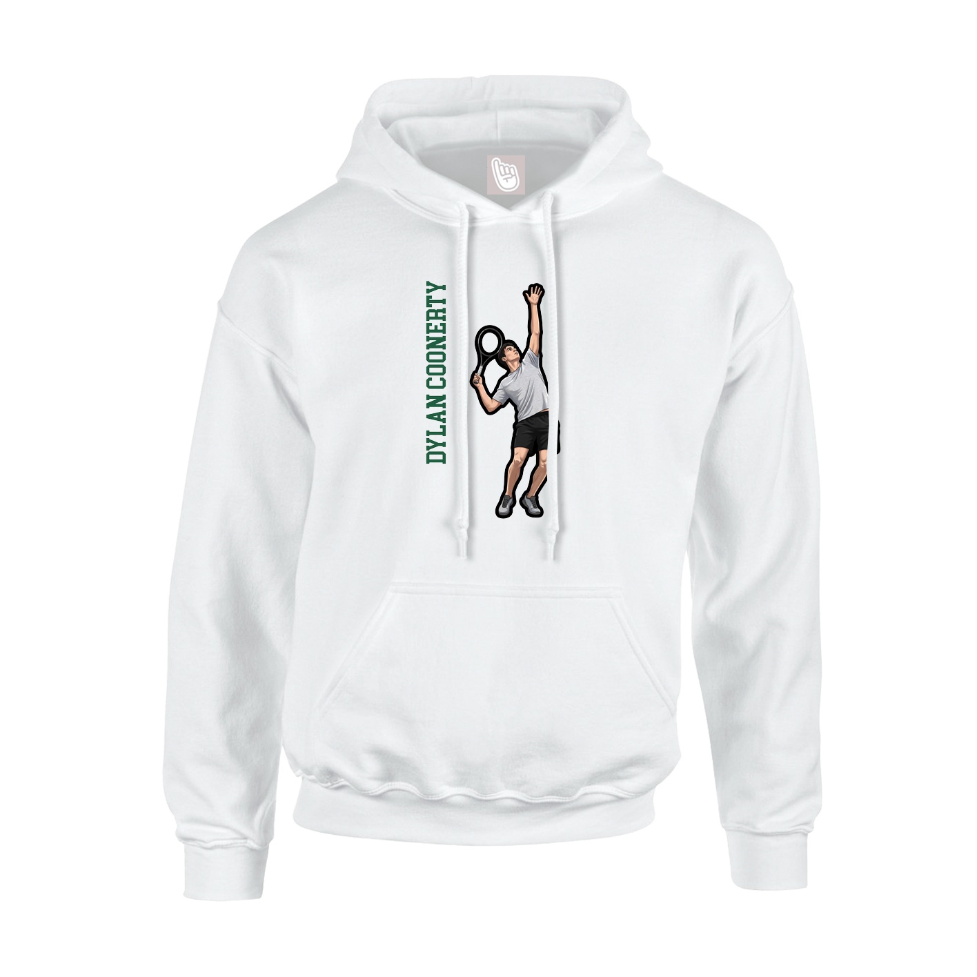 Youth Hoodie — Name Vertical in White