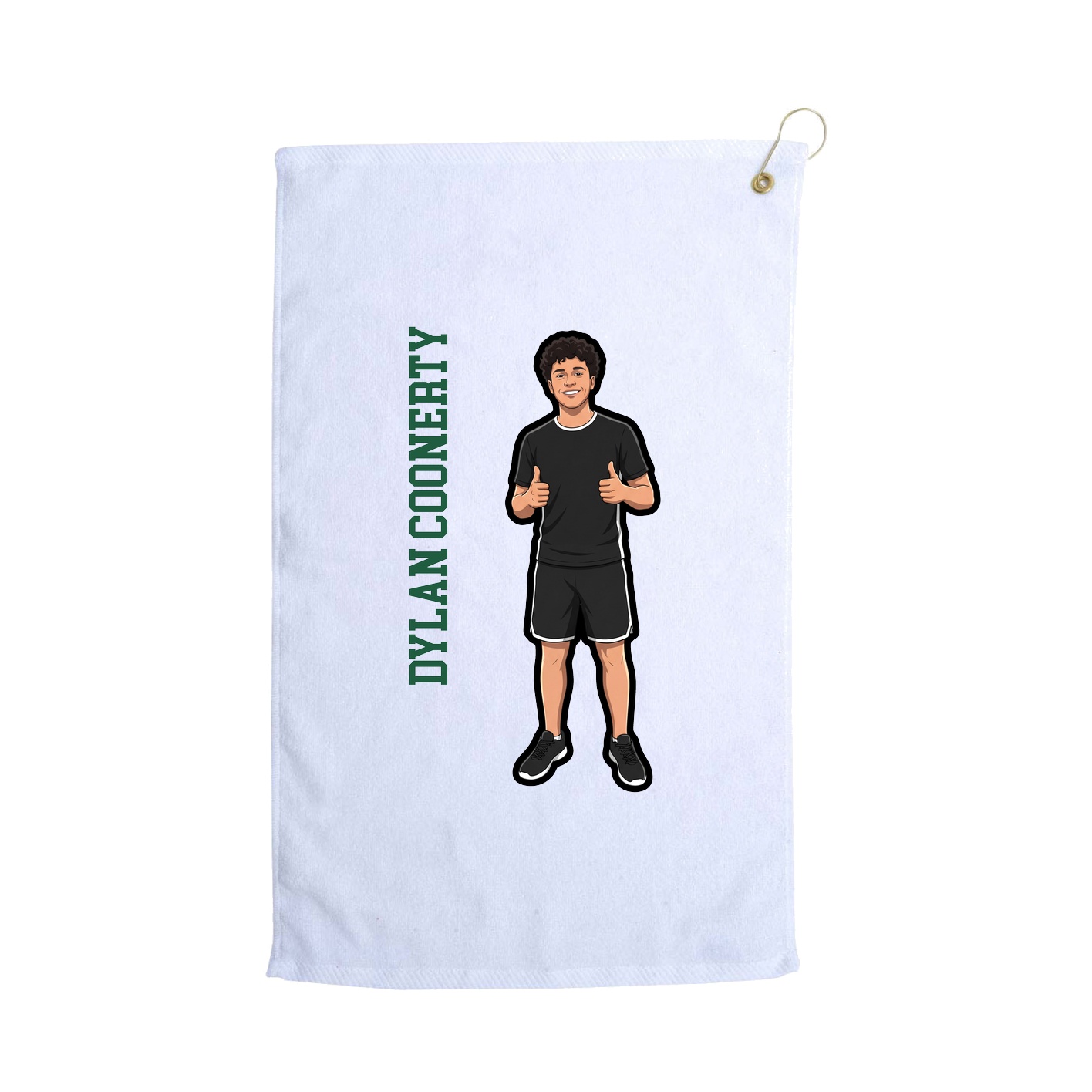 Golf Towel — Name Vertical in White