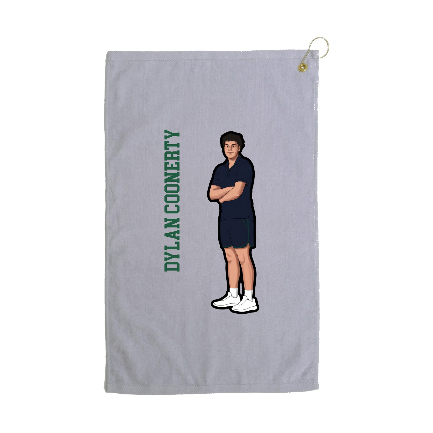 Golf Towel — Name Vertical in Grey