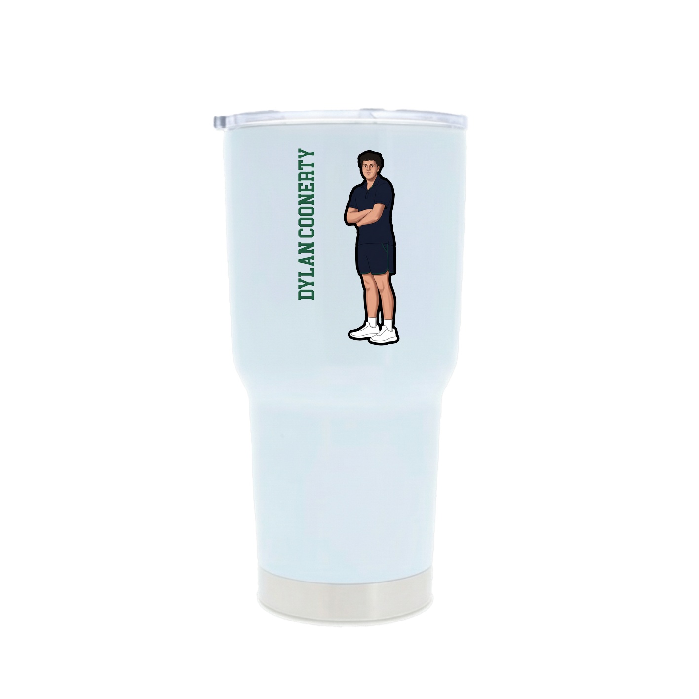 30oz Stainless Steel Tumbler — Name Vertical in White