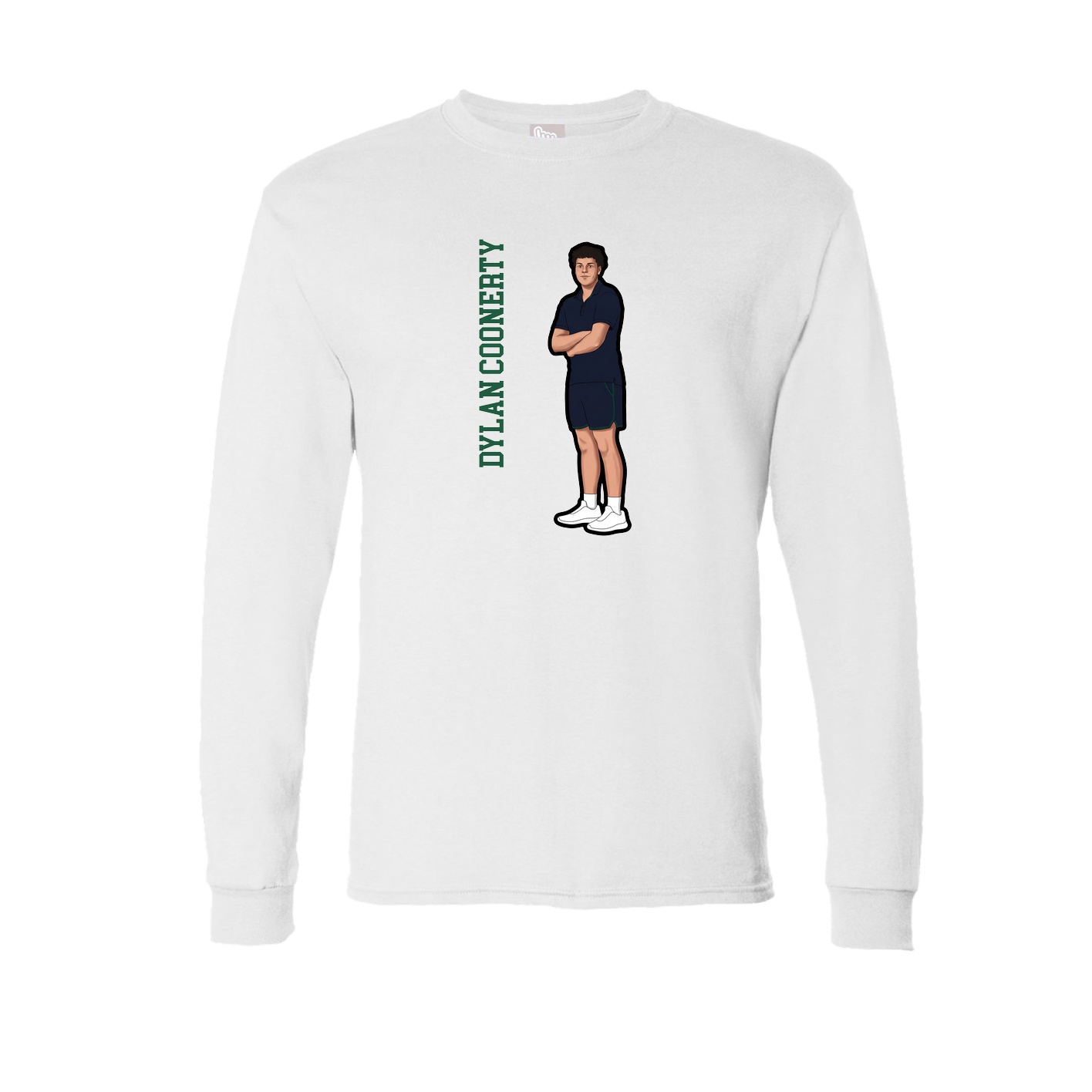 Long Sleeve Tee — Name Vertical in White