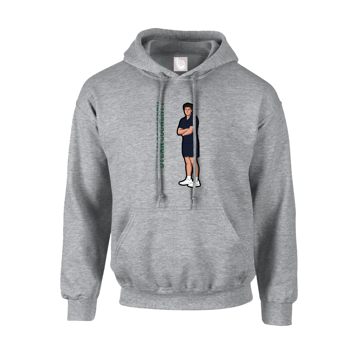 Youth Hoodie — Name Vertical in Grey