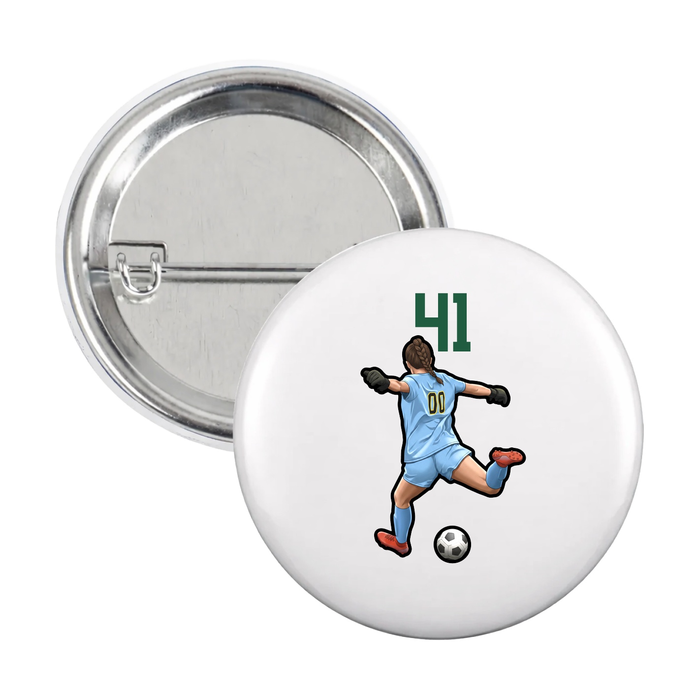 Game Day Button — Number Top in White