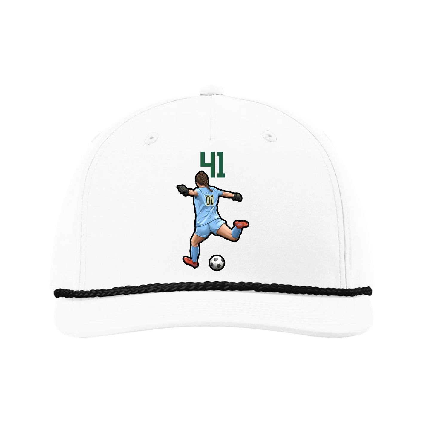 Five-Panel Classic Rope Cap — Number Top in White