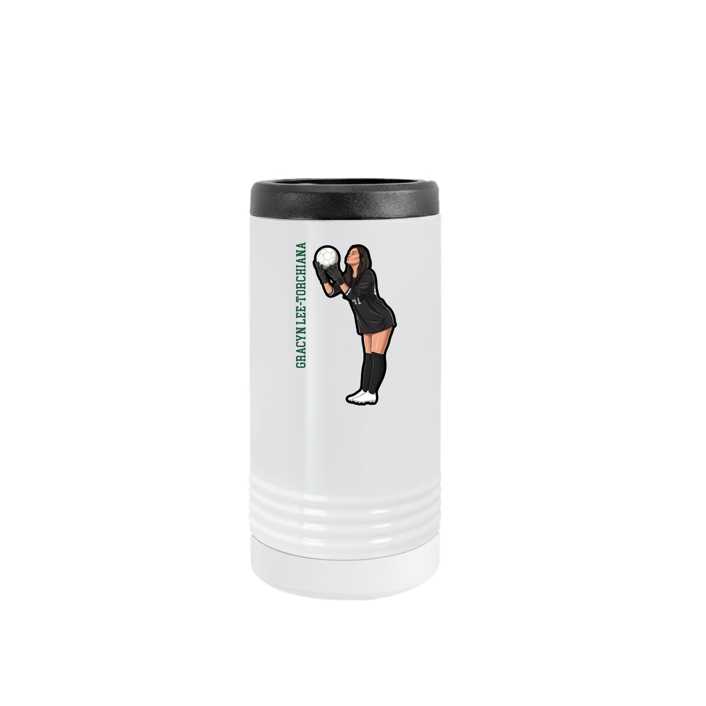 Slim Beverage Holder — Name Vertical in White