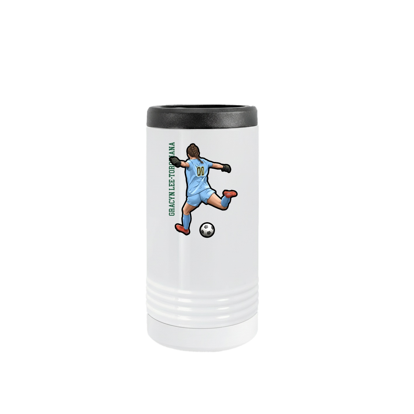 Slim Beverage Holder — Name Vertical in White