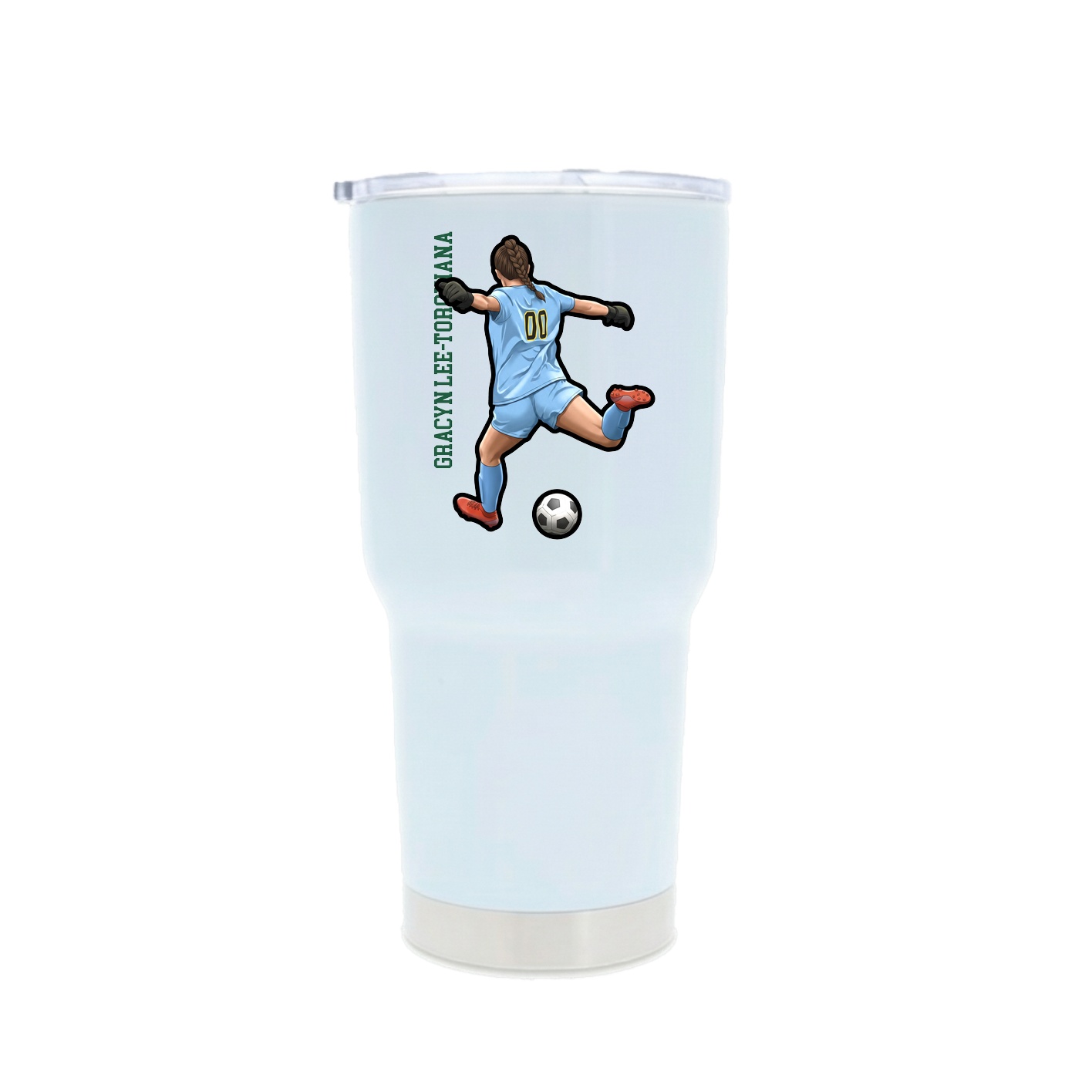 30oz Stainless Steel Tumbler — Name Vertical in White