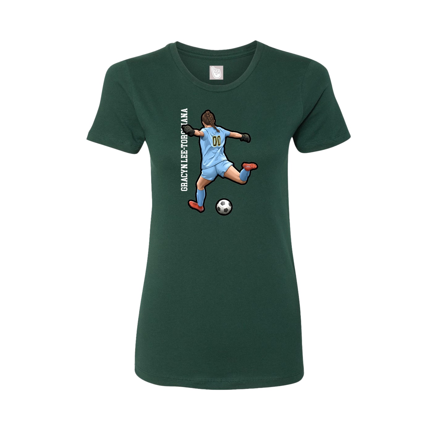 Fitted Women's Tee — Name Vertical in Green