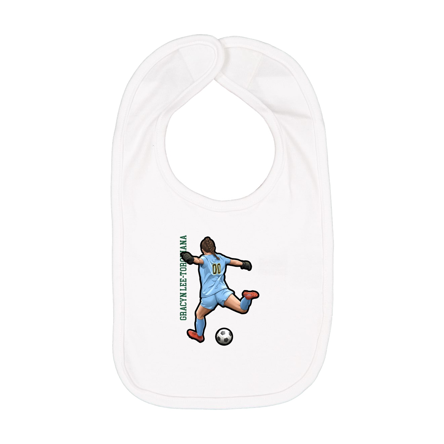 Infant Bib — Name Vertical in White