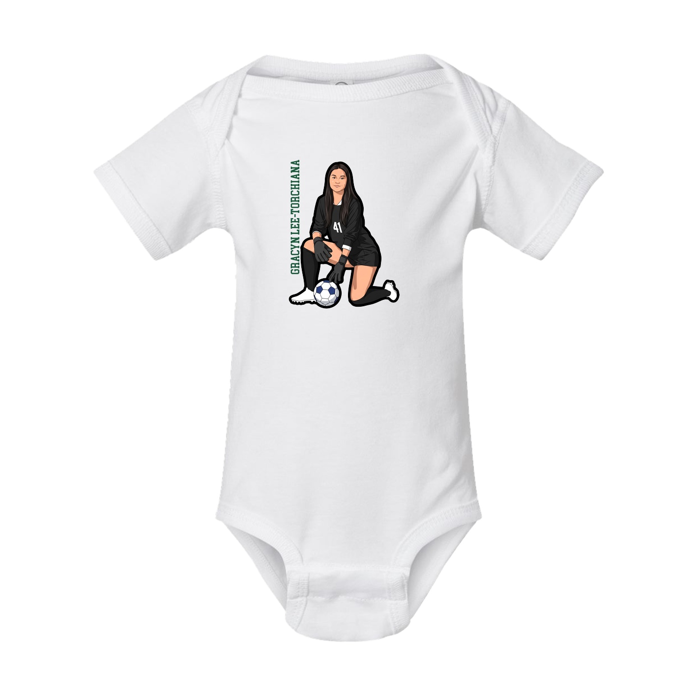 Baby Onesie — Name Vertical in White