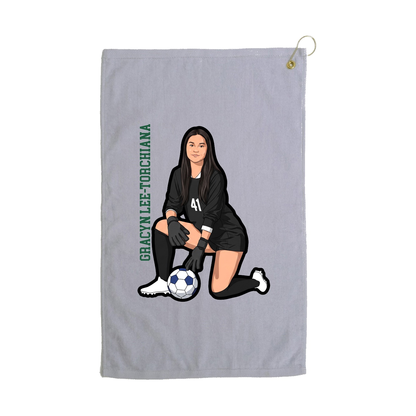 Golf Towel — Name Vertical in Grey