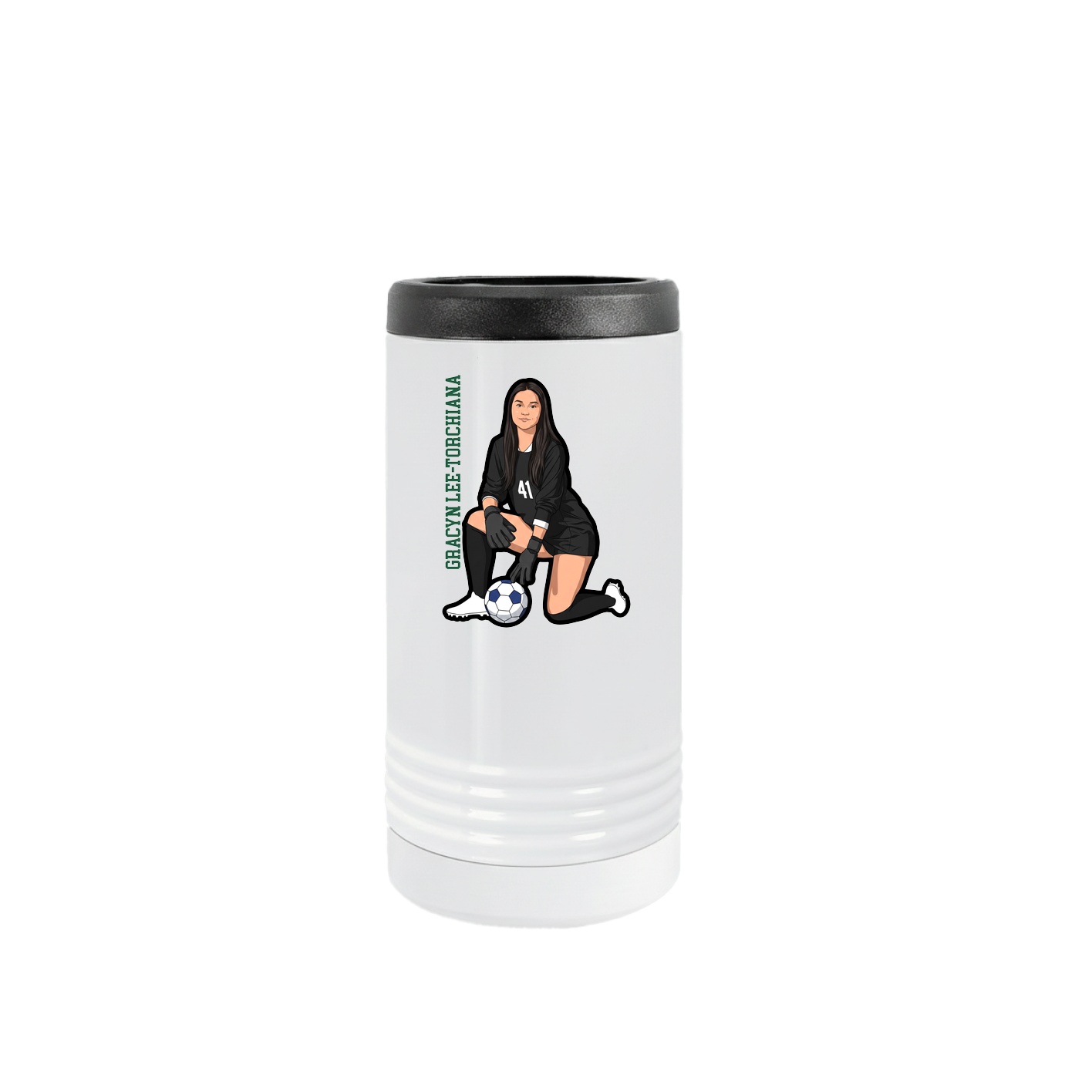 Slim Beverage Holder — Name Vertical in White