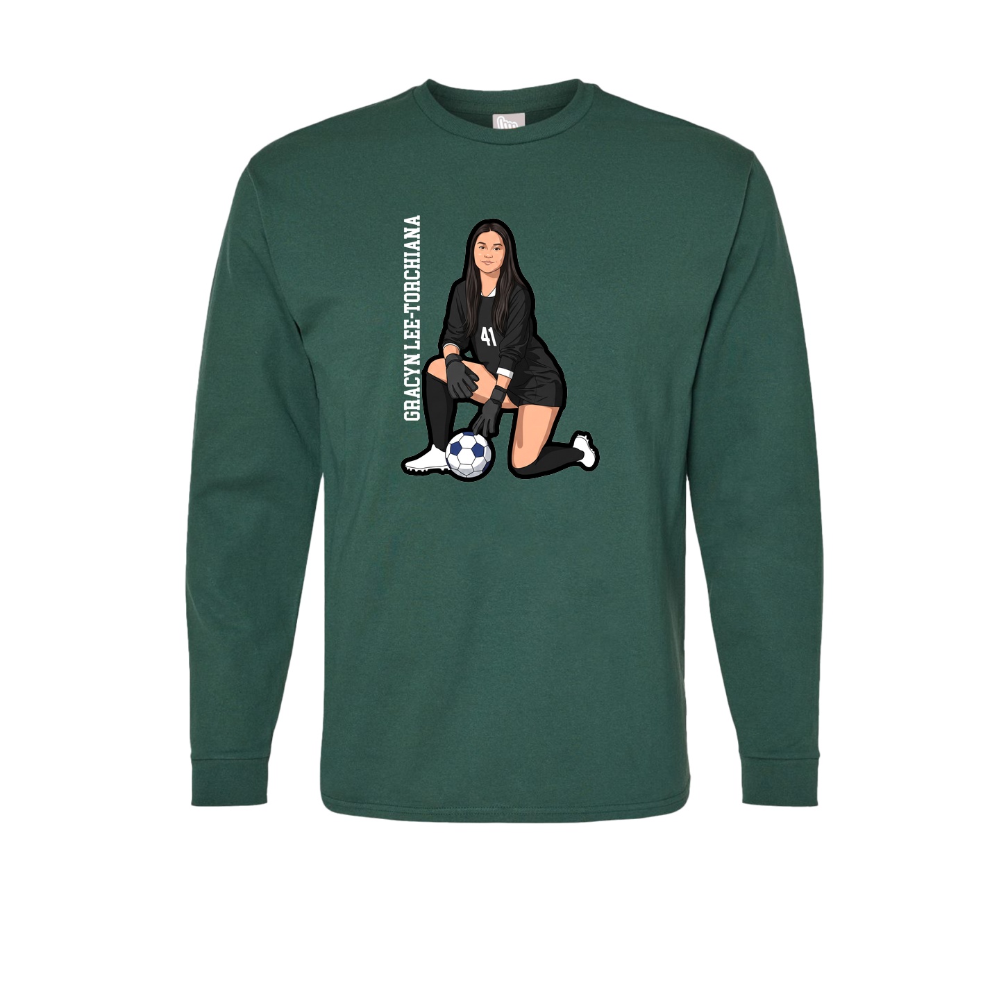 Long Sleeve Tee — Name Vertical in Green