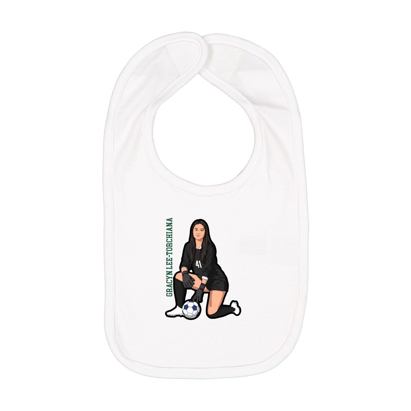 Infant Bib — Name Vertical in White