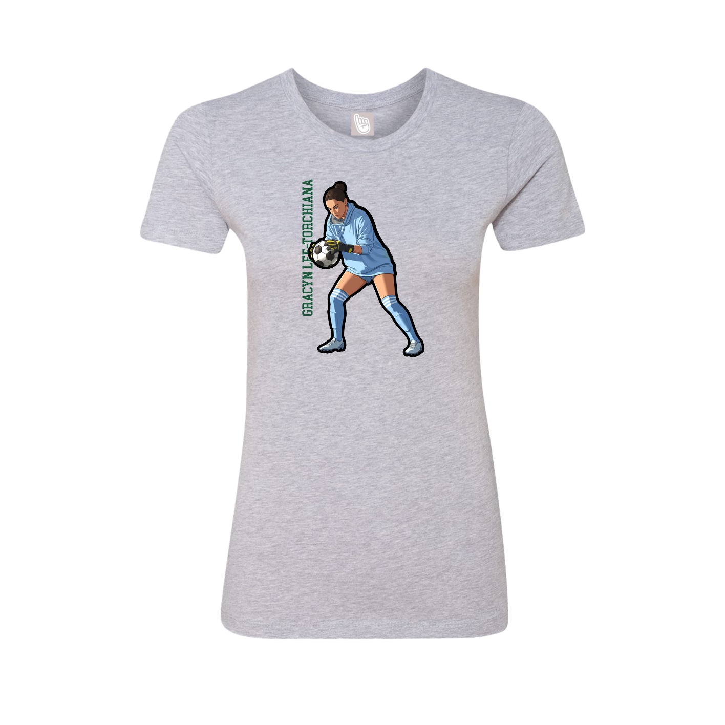 Fitted Women's Tee — Name Vertical in Grey