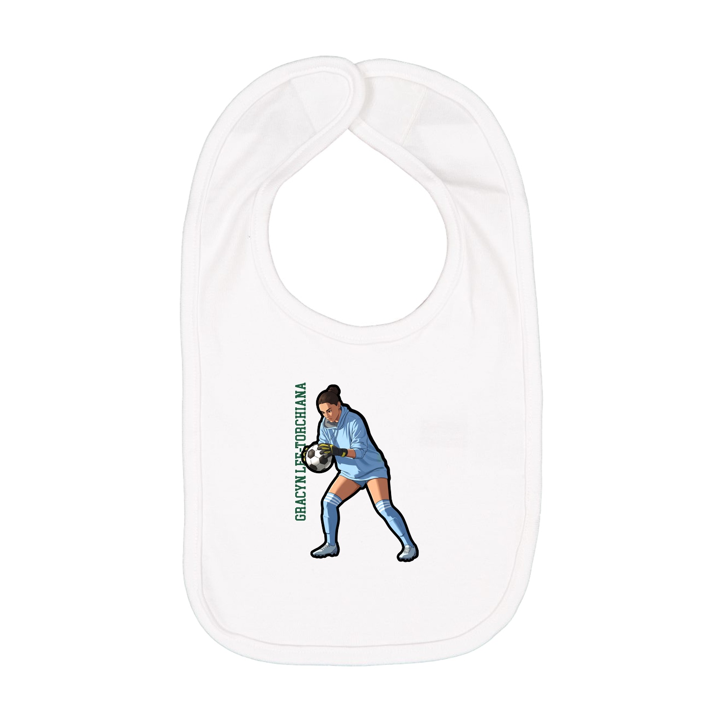 Infant Bib — Name Vertical in White