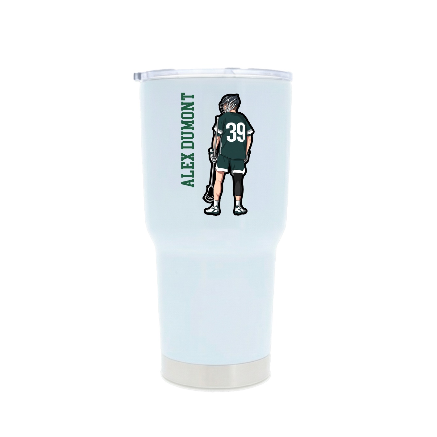 30oz Stainless Steel Tumbler — Name Vertical in White