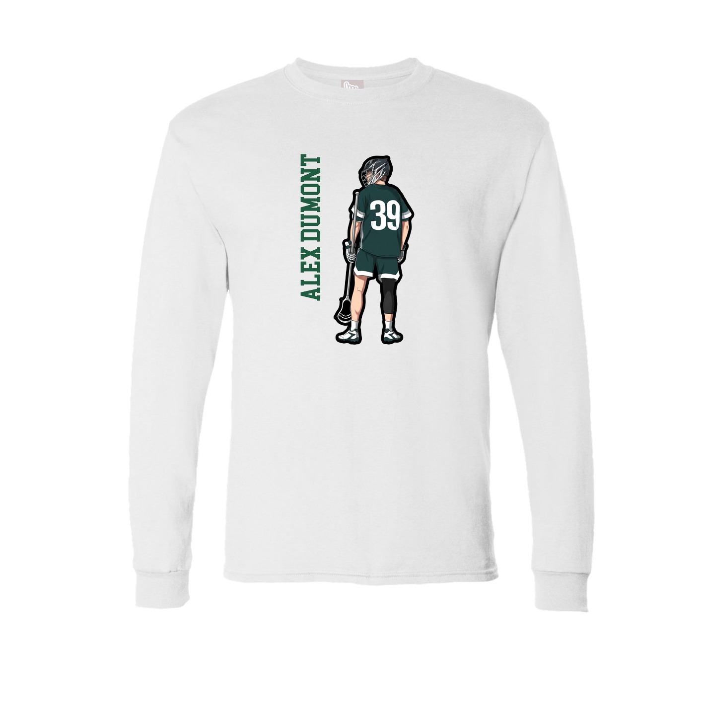 Long Sleeve Tee — Name Vertical in White