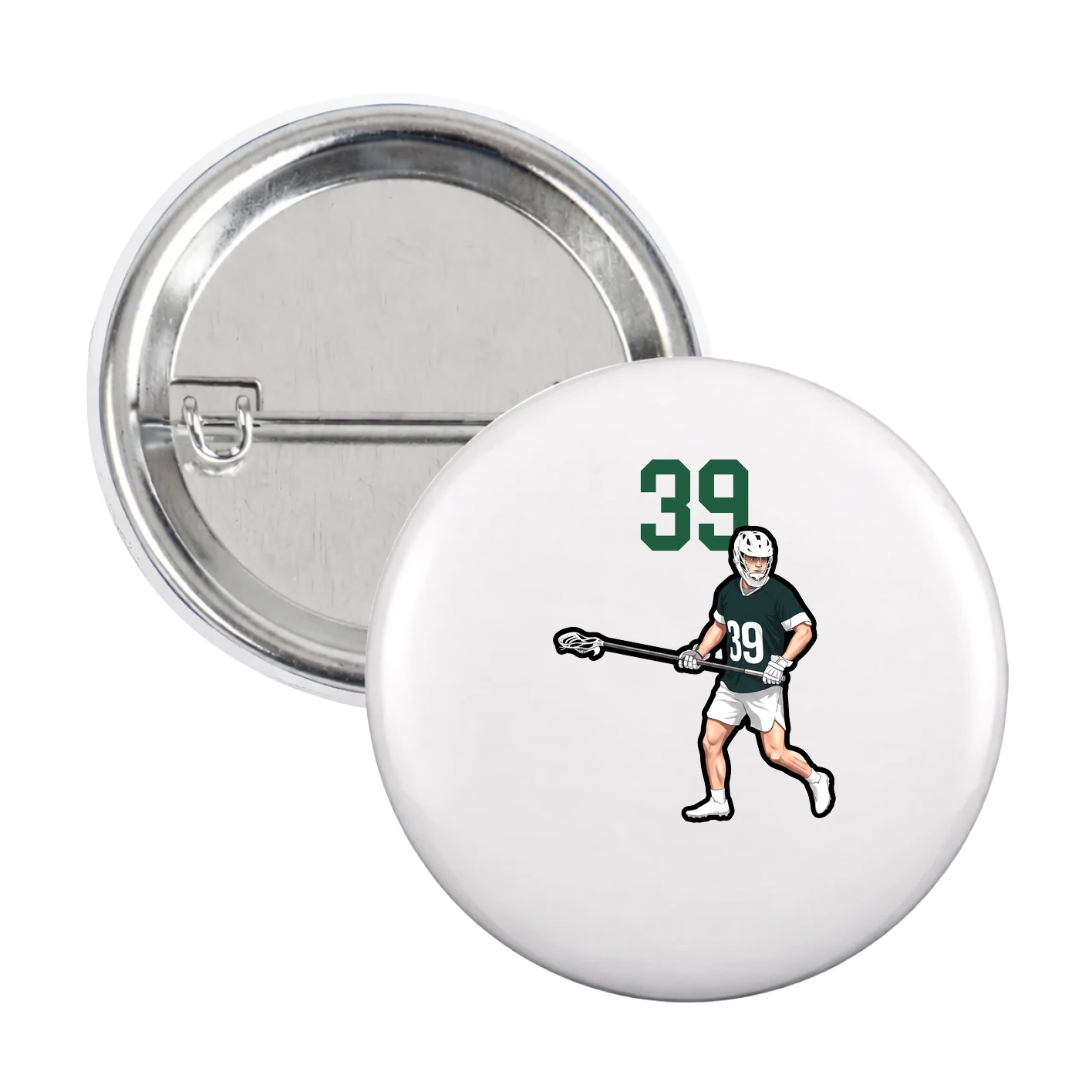 Game Day Button — Number Top in White