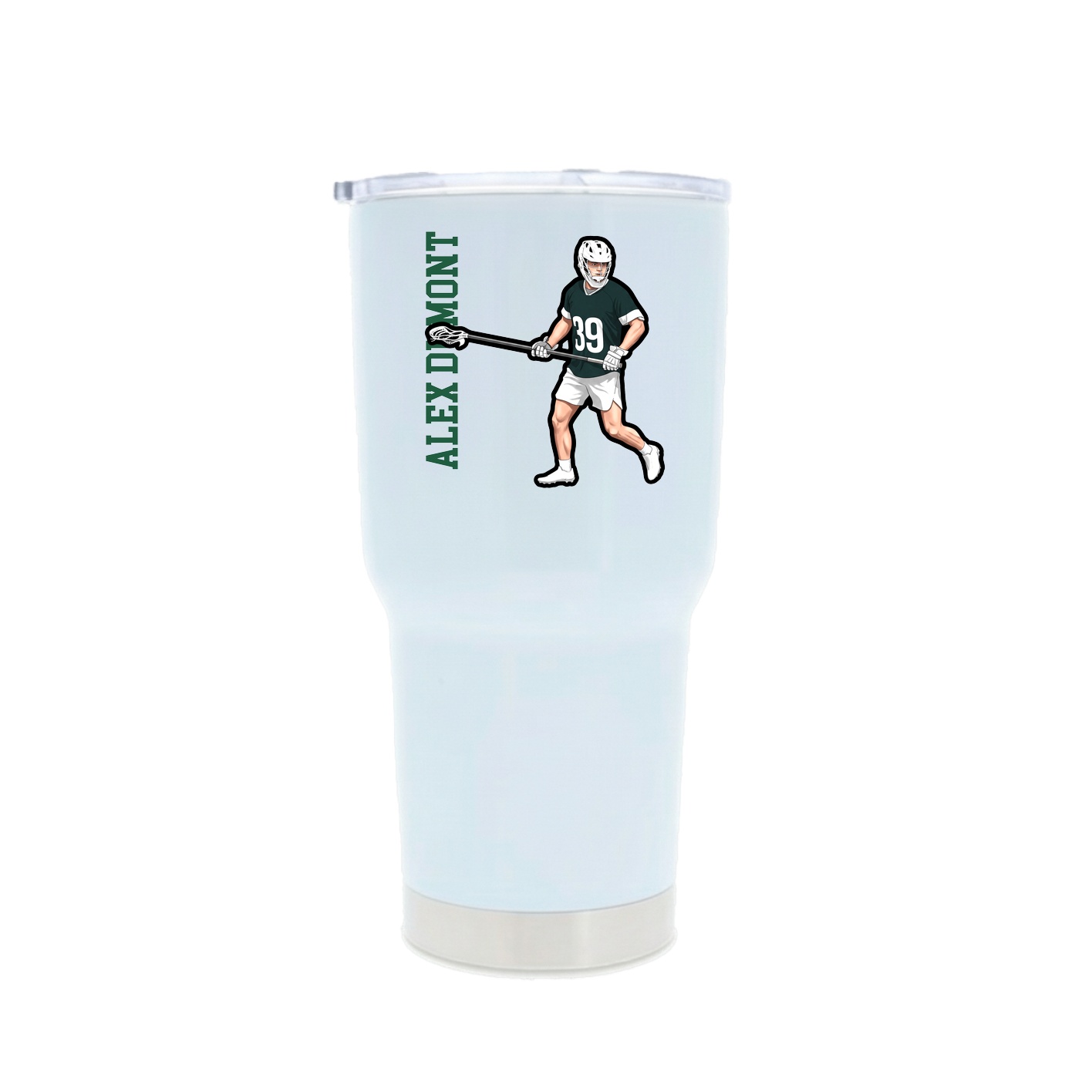 30oz Stainless Steel Tumbler — Name Vertical in White