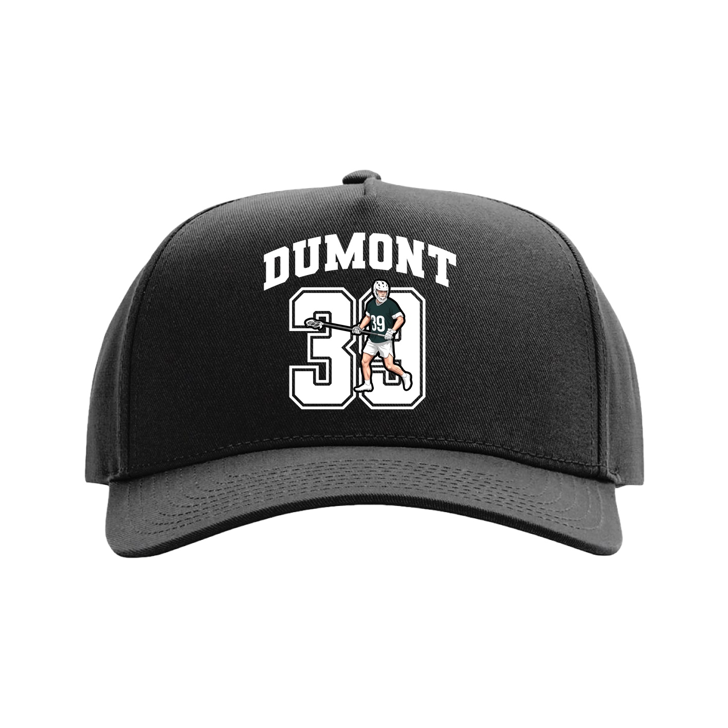 Full Fabric Five-Panel Champ Cap — Number in Black