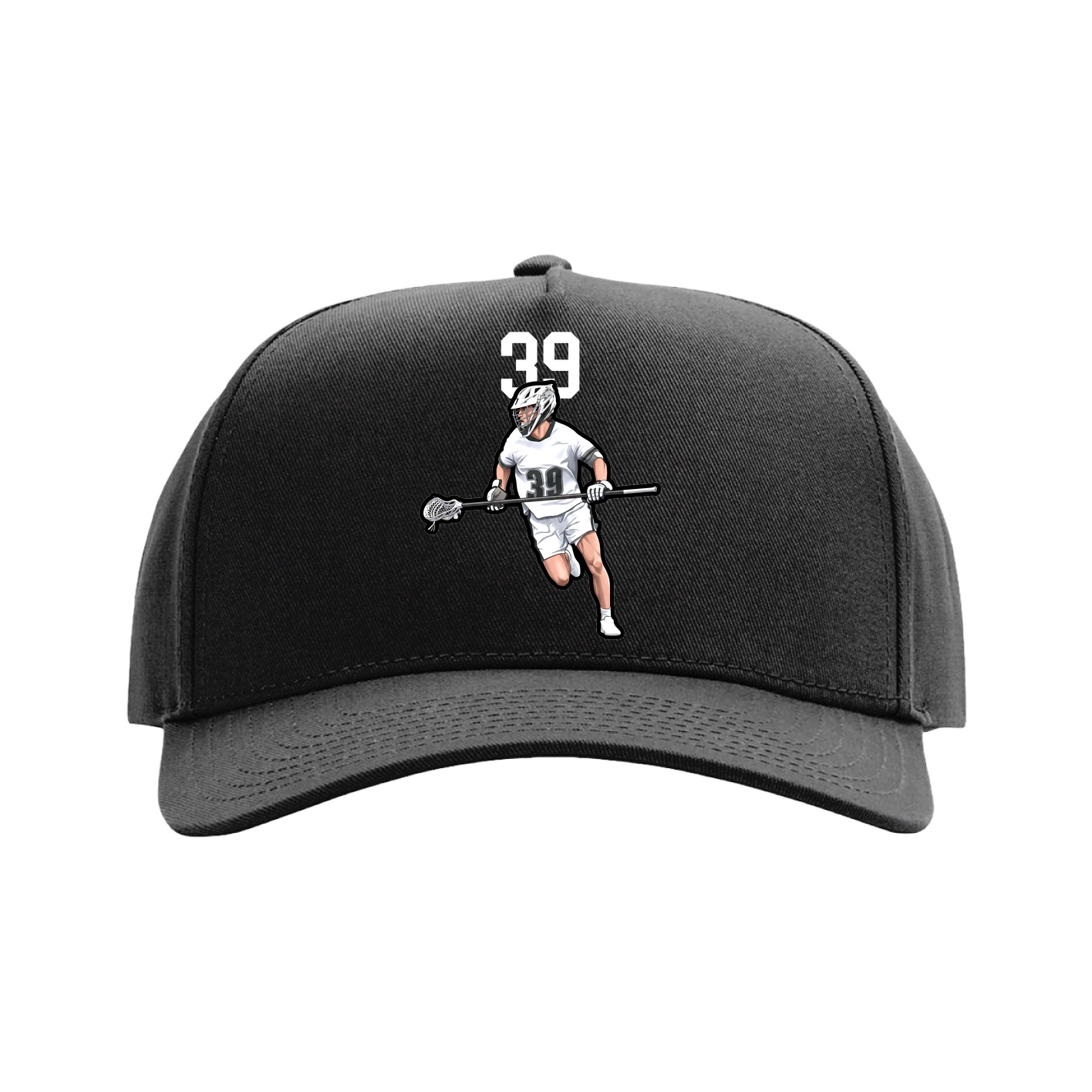 Full Fabric Five-Panel Champ Cap — Number Top in Black
