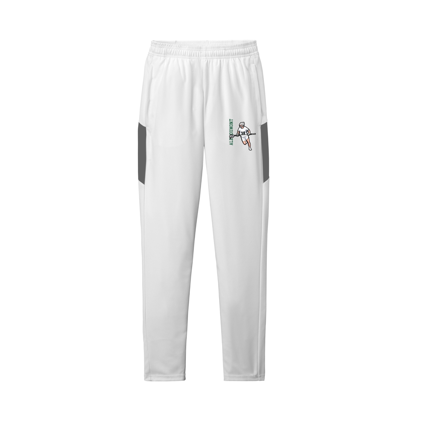 Team Travel Pant — Name Vertical in White/Grey